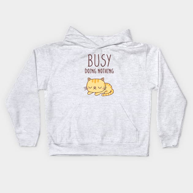 Cute Orange Tabby Cat Busy Doing Nothing Kids Hoodie by rustydoodle